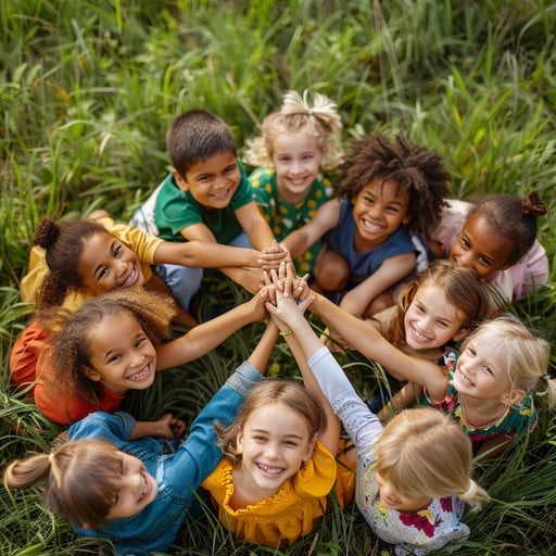 Children joining hands in unity